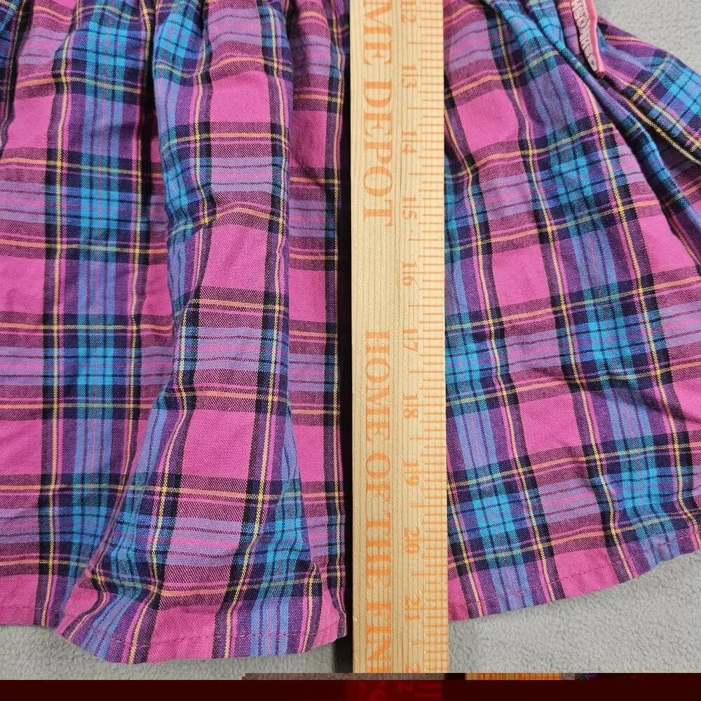 Vintage Oshkosh B’Gosh Dress Girls Size 4 Blue Pink Plaid USA Made 90s Summer